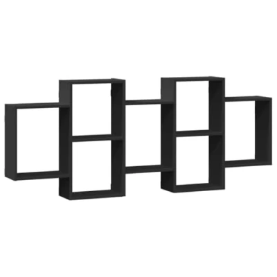 Image of vidaXL Black Engineered Wood Wall Shelf 159 x 18 65 cm Floating