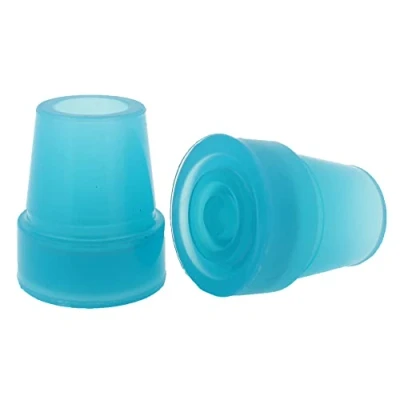Image of 2Pcs: 19mm 3/4&quot; Glow Blue in the Dark Rubber Ferrules Tips or Feet for Walking Sticks &amp; Canes By Lifeswonderful