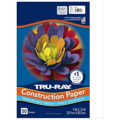 Image of Tru Ray Pacon Heavyweight Construction Paper, White, 9&quot; x 12&quot;, 50 Sheets