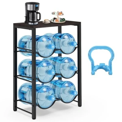 Image of Semoprus 5 Gallon Water Bottle Holder for 6 Bottles, 3 Tiers Heavy Duty Cooler Jug Rack with Reinforcement Frame Home, Office, Restaurant