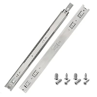 Image of HELPMATE Drawer Runners Push to Open Full Extension 500 mm 1 Pair Set of 2 Ball Rail System Guide Galvanised Steel Silver Includes Mounting Material