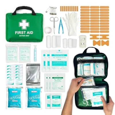 Image of 90 Piece Premium First Aid Kit Bag Includes Eyewash, 2 x Cold (Ice) Packs and Emergency Blanket for Home, Office, Car, Caravan, Workplace, Travel