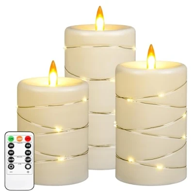Image of Da by LED Candle Light, 3 Dynamic Flame Candles, a Battery More Realistic Simulation of The Effect Flames, with Timer Remote Control.
