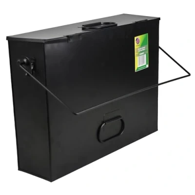 Image of Sterling Ventures Galvanised Metal Ash Carrier Bucket with Lid &amp; Handle Hot Tidy Box Container Fireplace Pan Bin Fire Pits Wood Coal Burning (Black)