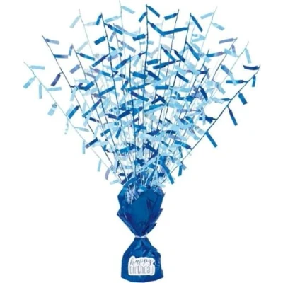 Image of Unique 84828 Birthday Balloon Weight Centerpiece 1 Pc, Metallic Blue