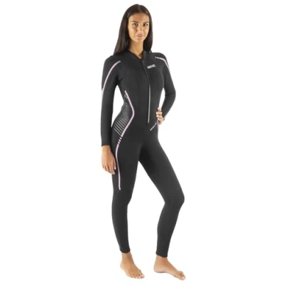 Image of SEAC Invidia Lady, 3 mm neoprene, Ultrastretch, one piece wetsuit with front zip for diving, snorkeling and freediving, black, S