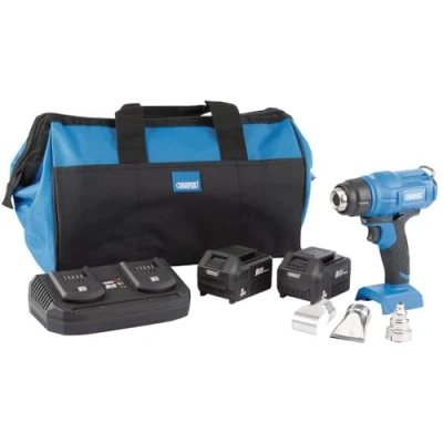 Image of Draper D20 20V Heat Gun, 2 x 3.0 Ah Batteries, 1 Twin Charger, Bag