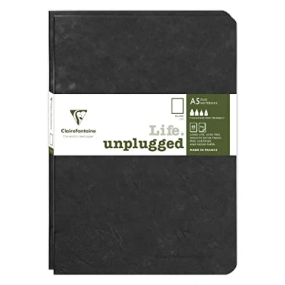 Image of Clairefontaine 733181C Age Bag DUO set of 2 stitched notebooks 14.8x21cm 96p plain black