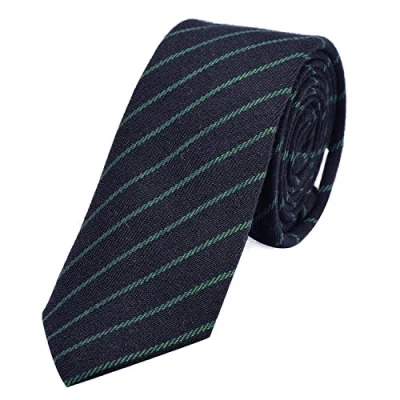Image of DonDon Narrow Men&#039;s Tie 2.36 inch 6 cm Cotton navy striped