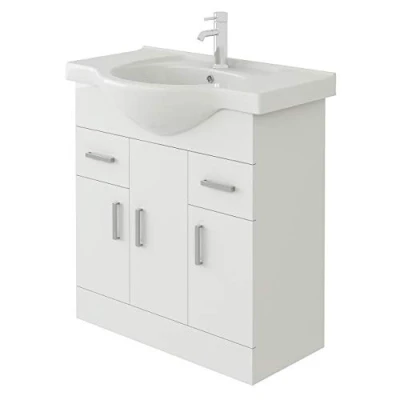 Image of VeeBath Linx Bathroom Vanity Basin Sink Cabinet Unit Soft Close Door Hinges Storage Furniture 750mm, White, 750mm…