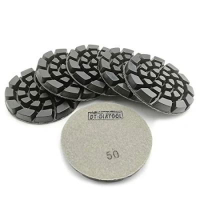 Image of DT DIATOOL Diamond Concrete Polishing Pads for Dry or Wet Cement Terrazzo Floor Diameter 100mm Grit 50 Pack of 6
