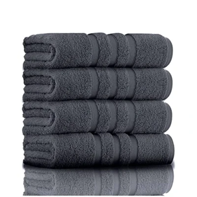 Image of GC GAVENO CAVAILIA Premium Hand Towels For Bathroom Egyptian Cotton Towel Set 550 GSM of 2, Charcoal