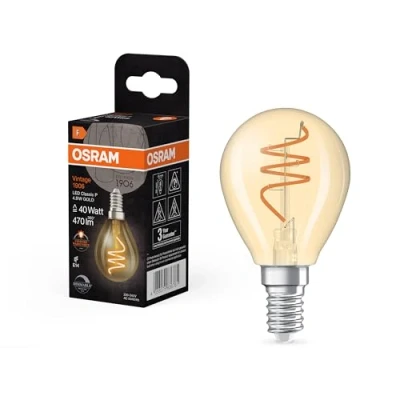 Image of OSRAM LED Vintage P40 E14 4,9W 922 Spiral Filament gold dimmable