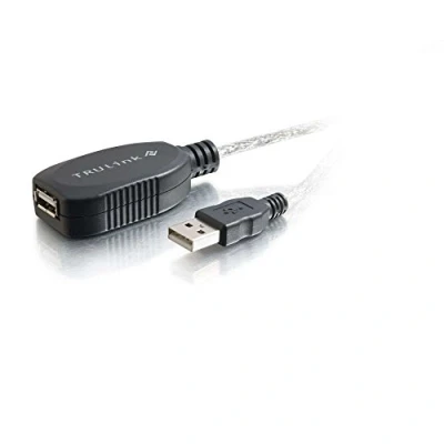 Image of C2G 12M Active USB 2.0 A Male to Female Black Extension Cable, Long Distance Lead