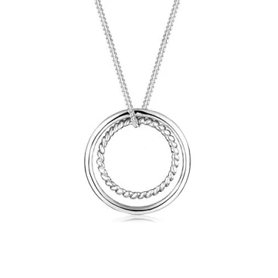 Image of Elli Women&#039;s 925 Sterling Silver Xilion Cut Round Circle Pendants Necklace 80cm length
