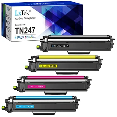Image of LxTek TN 247 243 Compatible Toner for Brother TN247 TN243 HL L3230CDW L3210CW DCP L3550CDW L3510CDW L3270CDW MFC L3750CDW L3770CDW(With Chip) Black Cyan Yellow Magenta 4 pack