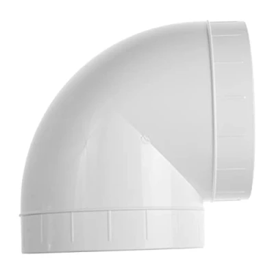 Image of Vent Systems 150 mm / 6&quot; inch White Plastic 90 Degree Elbow Bend Duct Pipe Connector for Flexible or Straight Pipe, Round Joint Tube Ventilation Hose ABS PVC Ducting