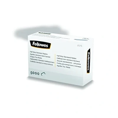 Image of Fellowes Staples 26/6mm for Half Strip Staplers Box of 5000, 1 Pack Silver