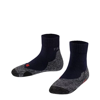 Image of FALKE Unisex Kids TK2 Short K SSO Wool Thick Anti Blister 1 Pair Hiking Socks, Blue (Marine 6120), 3 5