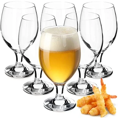Image of KADAX Stemmed Beer Glasses 400 ml, Transparent Pint for Ales, Lagers and Stouts, Large Glassware with Stem Craft (Set of 6)