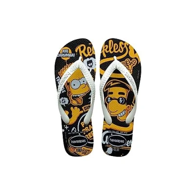 Image of Havaianas Simpsons Unisex Adult Flip Flops Color: Black Size: 3/4 UK