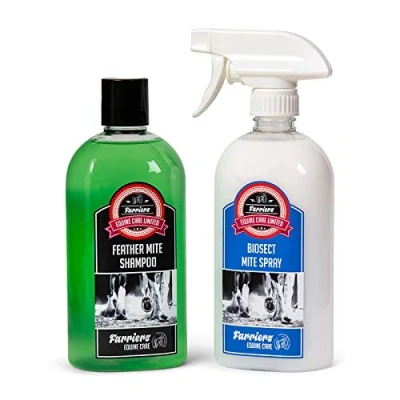Image of Farriers Equine Care Feather Mite Treatment Combo for Horses. Parasite Heavy Horses, Gypsy Cobs. Shampoo Conditioner. Safe &amp; Effective.