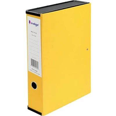 Image of Office Box File 75mm Spine Lock Spring Foolscap Classic Yellow Pack 5