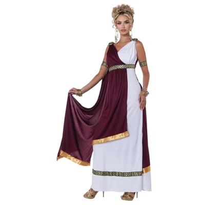 Image of California Costumes 01069 White/Burgundy Large Greek/Roman Adult sized Costume, White/Burgundy, (10 12)