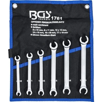 Image of BGS 1761 Double Ring Spanner Set, open Type 8 x 10 17 19 mm 6 pcs.