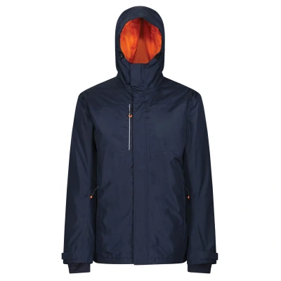 Image of Regatta Mens Thermogen Heated Waterproof Jacket (Navy/Magma Orange) Multicolour Size Small