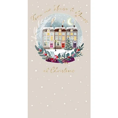 Image of Ling Design from Our House to Yours Neighbours Foiled Christmas Greeting Card Xmas Cards X14473I