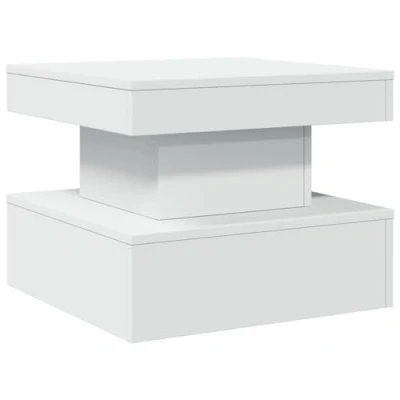 Image of vidaXL Coffee Table with RGB LED Lights White Engineered Wood Square Center for Living Room/Office, Modern Design, 50x50x40cm, Moisture Resistant