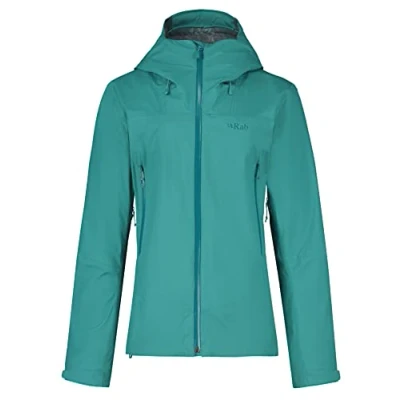 Image of Rab Women&#039;s Arc Eco Waterproof Breathable Jacket for Hiking, Trekking, &amp; Skiing Storm Green 16