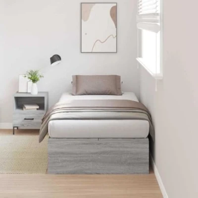 Image of vidaXL Storage Bed Frame Grey Sonoma 80x200 cm
