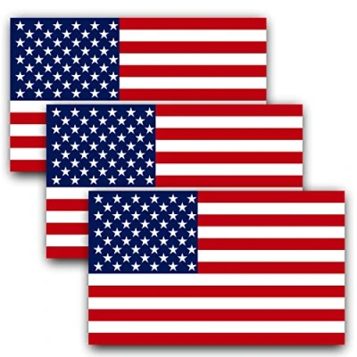 Image of ANLEY 5 X 3 inch American US Flag Decal Patriotic Stars Reflective Stripe USA Car Stickers Support Military (3 Pack)