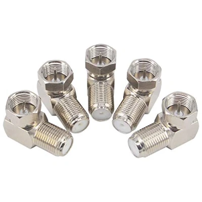 Image of BOOBRIE 90 Degree F Coaxial Connector Right Angle Type Coax Male to Female Adapter RG6 Satellite Cable for Wall Plates SKY Virgin 5PCS