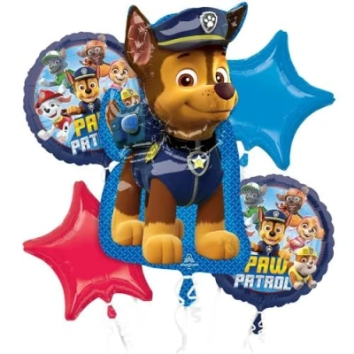 Image of amscan 4307701 Bqt: Paw Patrol Birthday Party 5 Piece Foil Balloon Bouquet P75