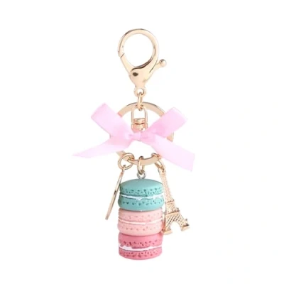 Image of Hztyyier 12cm Macaron Keychain Ring, Colorful Alloy Adorable Macaroon Eiffel Tower Keyring Bag Pendant Car Charm Decoration(#4)