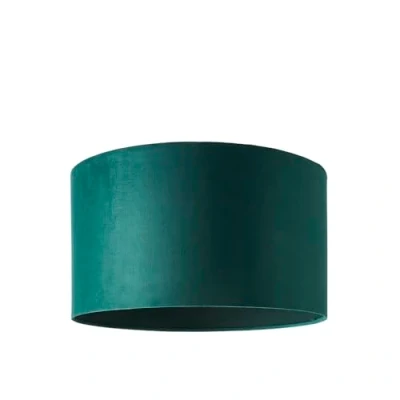 Image of Modern Forest Green Velvet Cylinder Ceiling Pendant Lampshade/Table Lamp Drum Light Shade Large