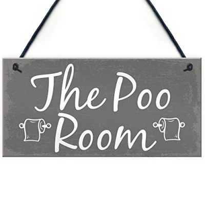 Image of RED OCEAN The Poo Room Shabby Chic Bathroom Toilet Loo Plaque Funny Novelty Decor Door Sign