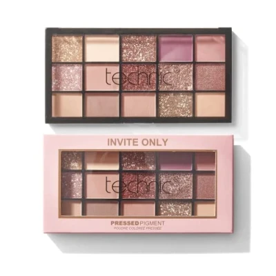 Image of Technic Invite Only Eyeshadow Palette 15 Blendable Shades with Highly Pigmented Glitters, Shimmers &amp; Mattes for Day or Night Looks. A Mixture of Pinks, Berries and Neutrals. 22.5g