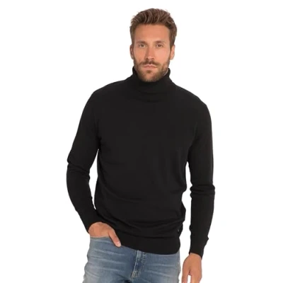 Image of JP 1880 Men&#039;s Fine Knit Turtleneck Jumper Sweater, Black, 7XL