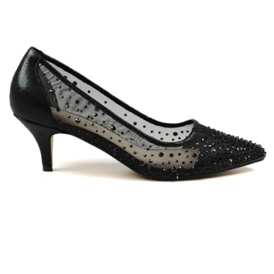 Image of Lunar Alisha Gemstone Kitten Heel 7 UK Black