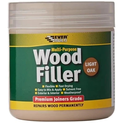 Image of Everbuild Multipurpose Wood Filler Suitable for Indoor and Outdoor Use Sandable Light Oak 250ml