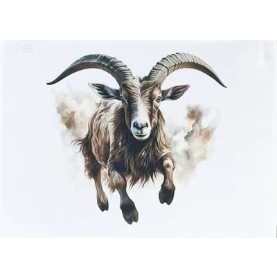 Image of Half a Donkey The Jumping Goat Large Cotton Tea Towel