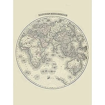 Image of Gray 1876 Map Eastern Hemisphere World Unframed Wall Art Print Poster Home Decor Premium