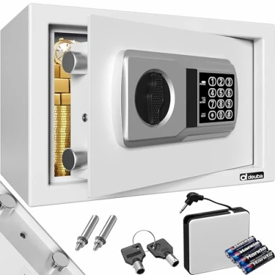 Image of DEUBA® Electronic Safe with Combination Lock 31x20x20cm LED Display Double Steel Bolt Wall &amp; Floor Mountable Secure Furniture for Home Office Silver