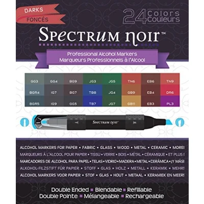 Image of Spectrum Noir Colouring System Alcohol Marker Dual Nib Pens Box Set Darks Pack of 24
