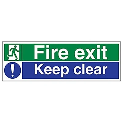 Image of V Safety Fire Exit Exit/Keep Clear 300 x 100 mm Sign