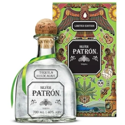 Image of PATRON Silver Premium Tequila in a Limited Edition Mexican Heritage Tin, Made from the Finest 100% Weber Blue Agave, Handcrafted Mexico, 40% ABV, 70cl / 700ml, Packaging May Vary